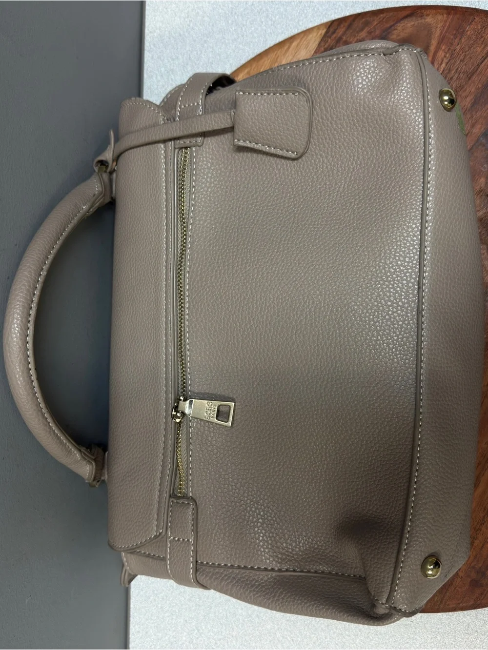 BCBG Taupe Pebble Leather Top-Handle‎ Satchel